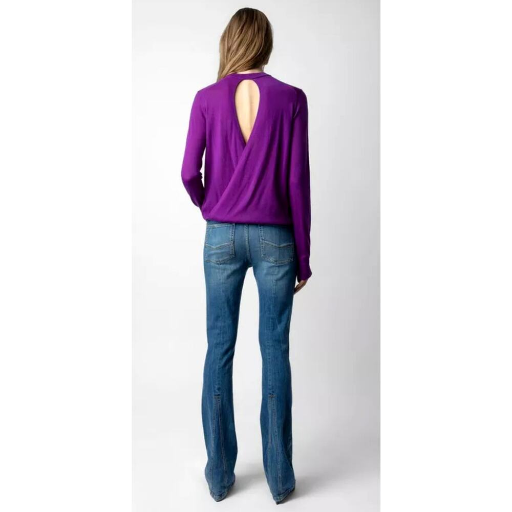 Zadig & Voltaire Emma We Goa Purple Merino Wool Sweater L - Picture 5 of 16